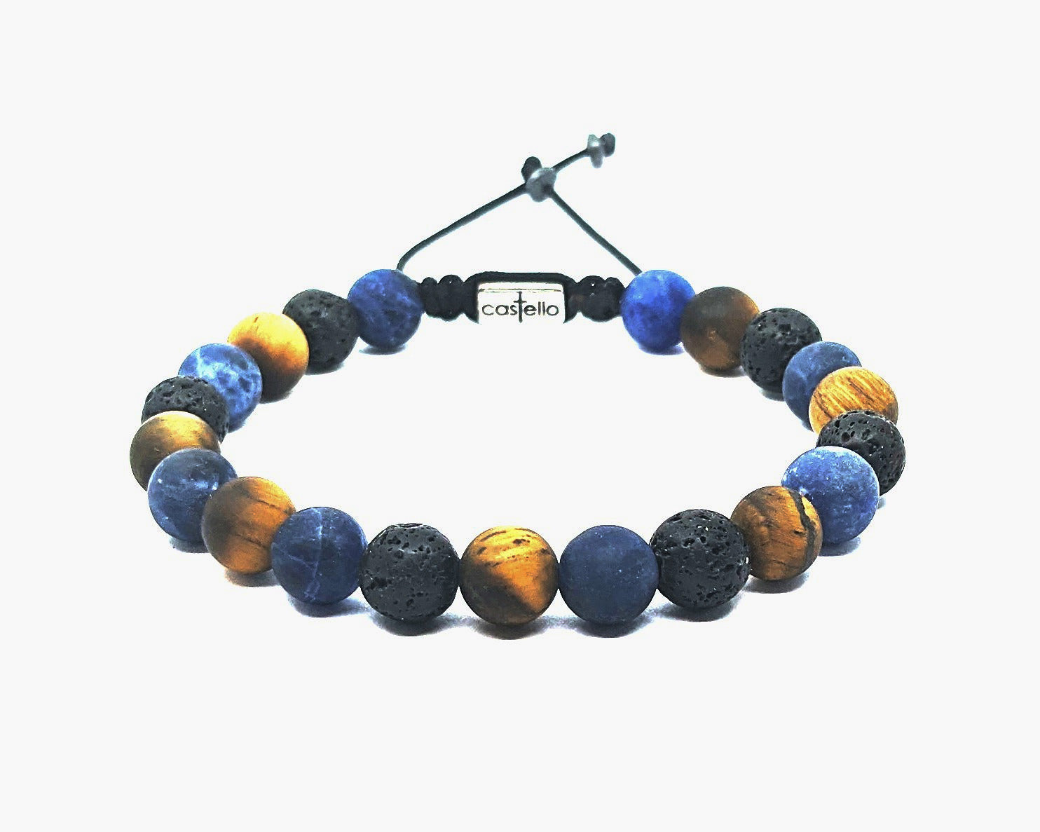 Hand Made Bracelet, Sodalite, Tiger's eye, Lava stone 8mm | Castello Jewels