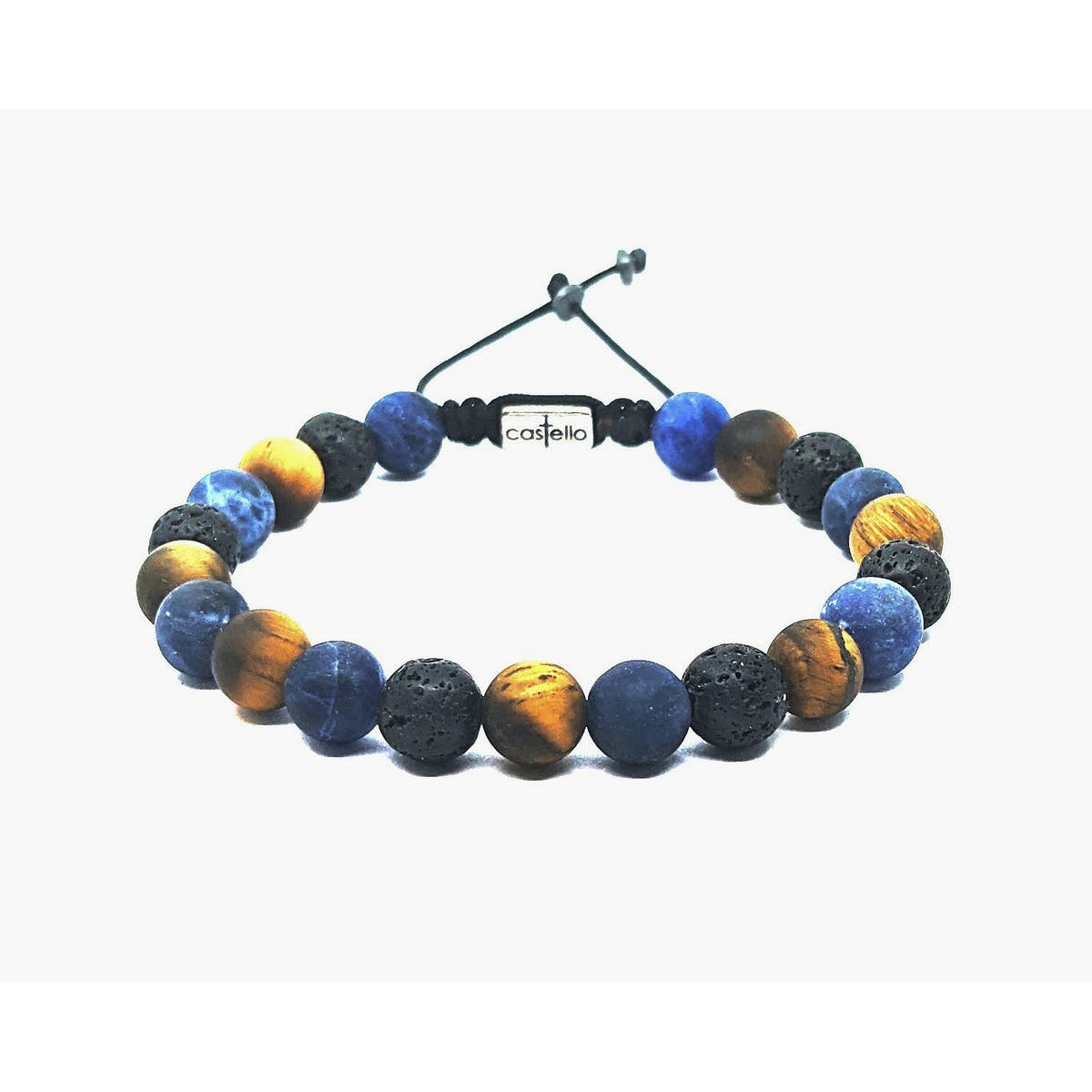 Sodalite, Tiger's Eye & Lava Boho Bracelet, 8mm | Castello Jewels