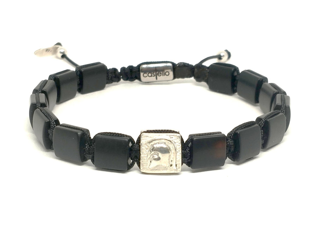 Ancient 925 Silver, Bracelet Black Hematite 7*7mm stone | Castello Jewels