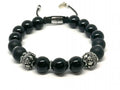 Hand Made Silver Bracelet MyKing Onyx Polish, Onyx Mat stone 10mm | Castello Jewels