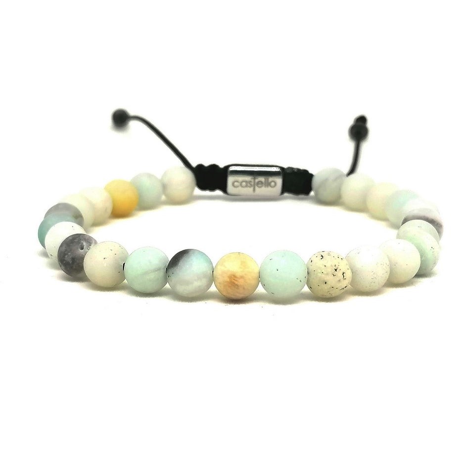 Matte Amazonite Bracelet, Water-Resistant, view 2, 6mm | Castello Jewels