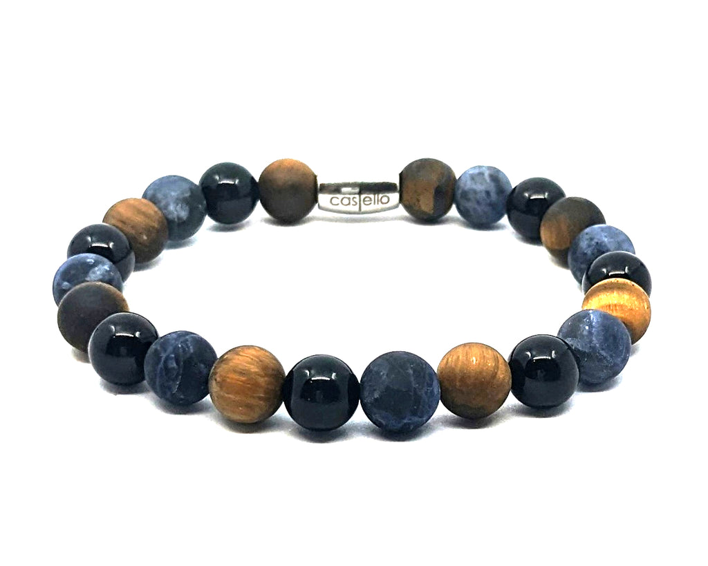 Bracelet Onyx Polish, Sodalite, Tiger's Eye 8mm stone — view 2 | Castello Jewels