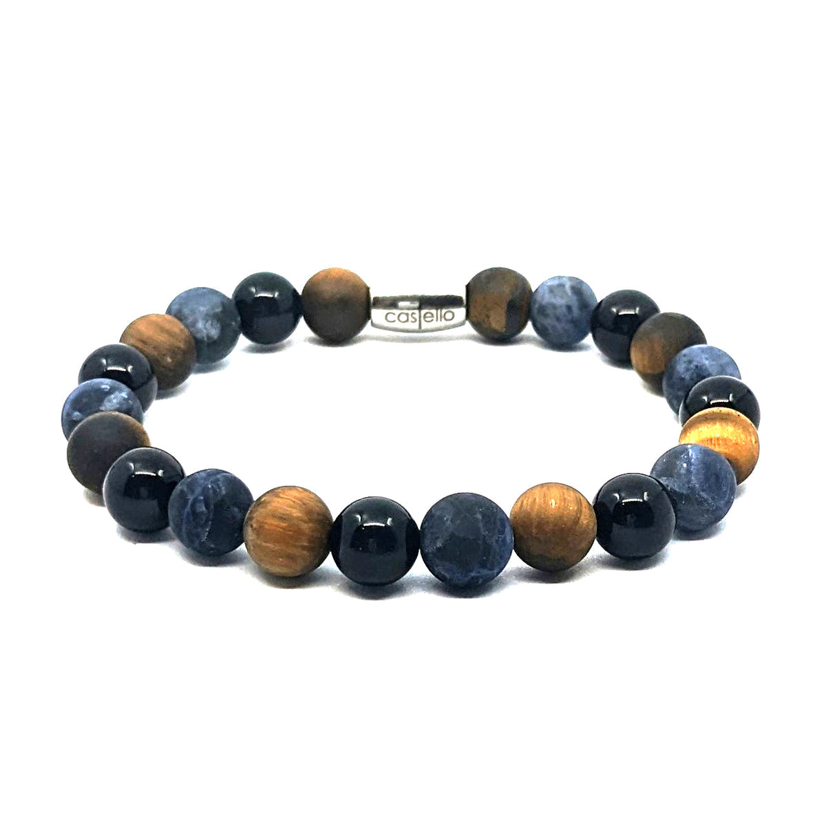 Onyx, Sodalite & Tiger's Eye Unisex Bracelet, 8mm, view 2 | Castello Jewels