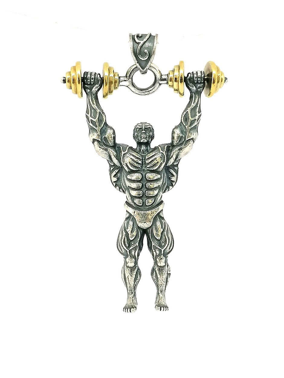 925 Sterling Silver retro fitness master pendant | Castello Jewels