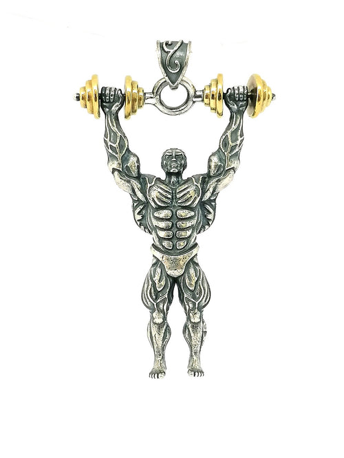 925 Sterling Silver retro fitness master pendant | Castello Jewels