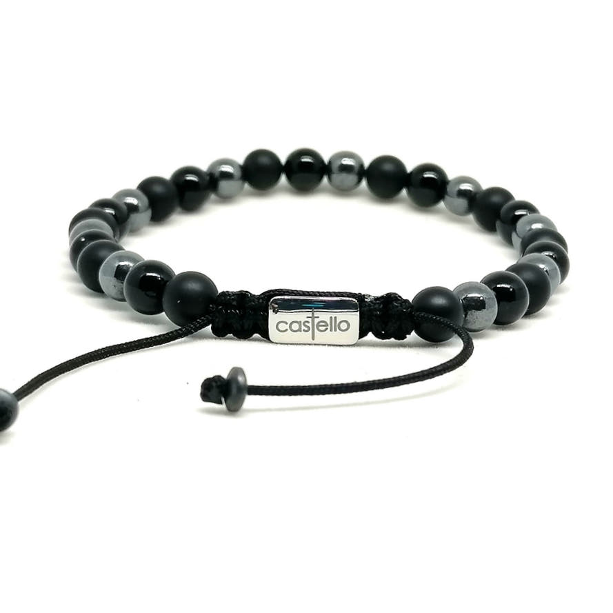 Onyx & Hematite Bracelet, Polish & Matte, view 3, 6mm | Castello Jewels