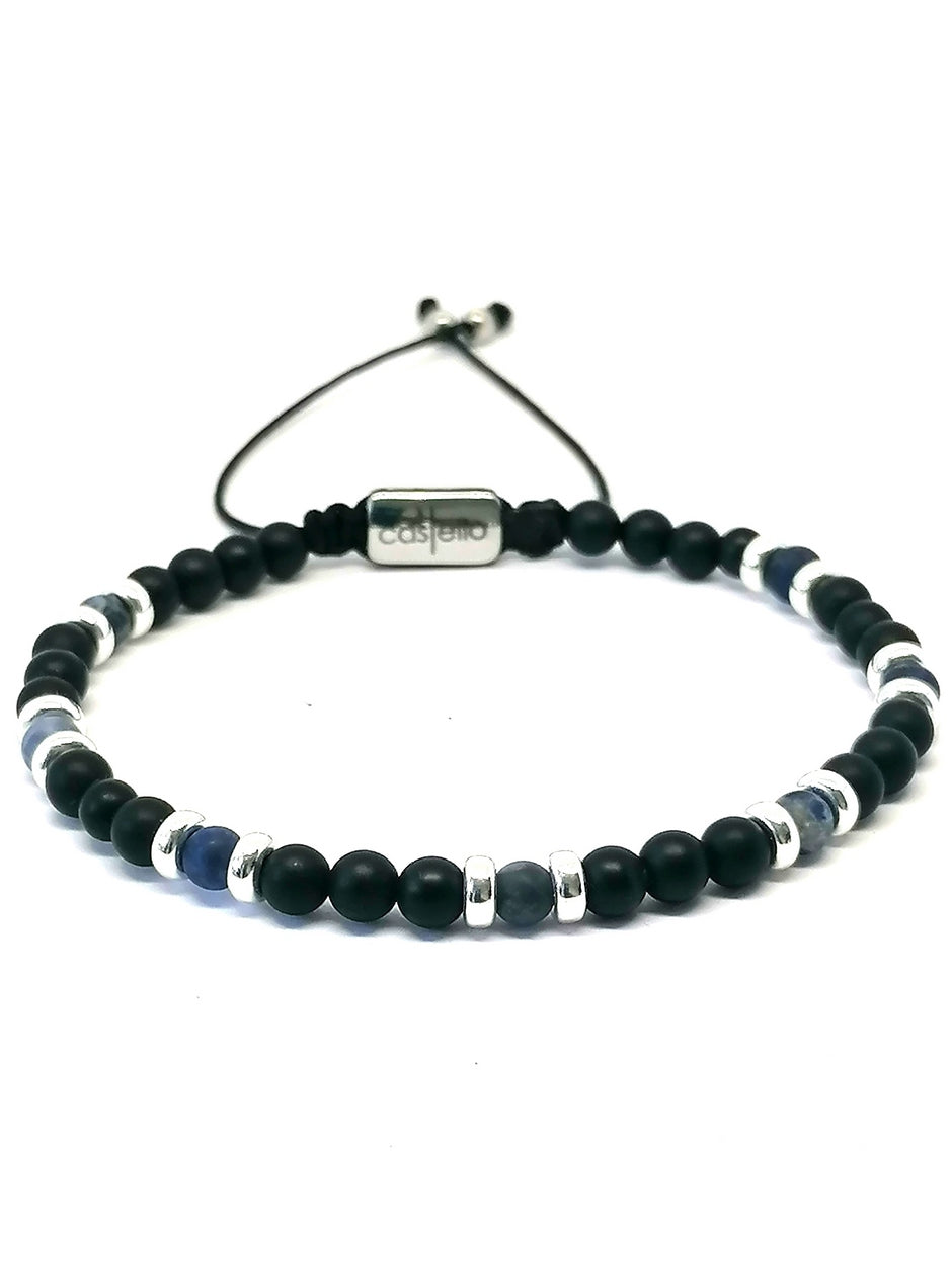 Silver 925 Bracelet Classic, Onyx Mat, Sodalite stone 4mm — view 3 | Castello Jewels