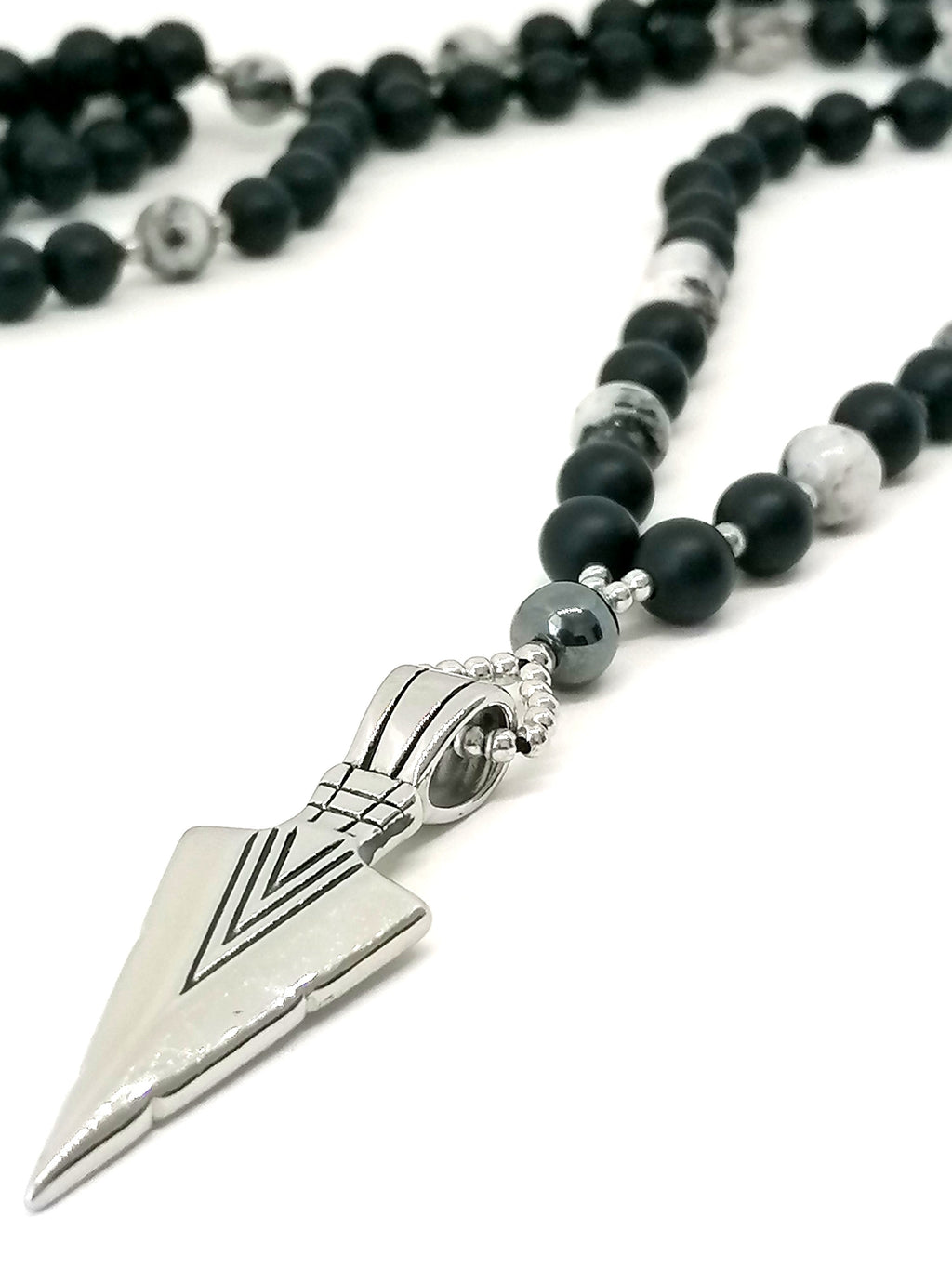 Necklace, Sword Shape Stainless Steal Onyx stone — view 2 | Castello Jewels