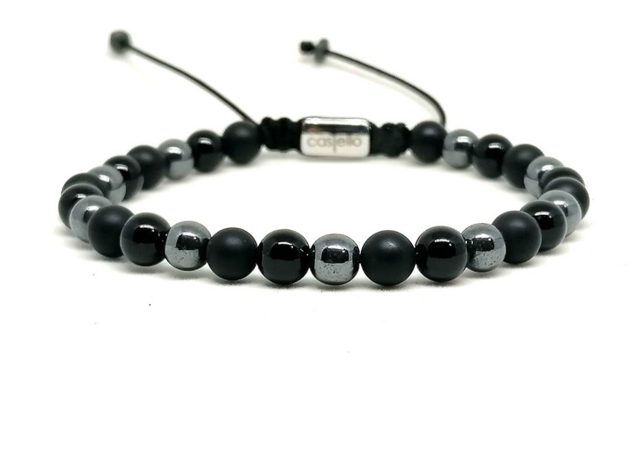 Hand Made Bracelet Onyx Polish, Onyx Mat, Hemitate stone 6mm | Castello Jewels