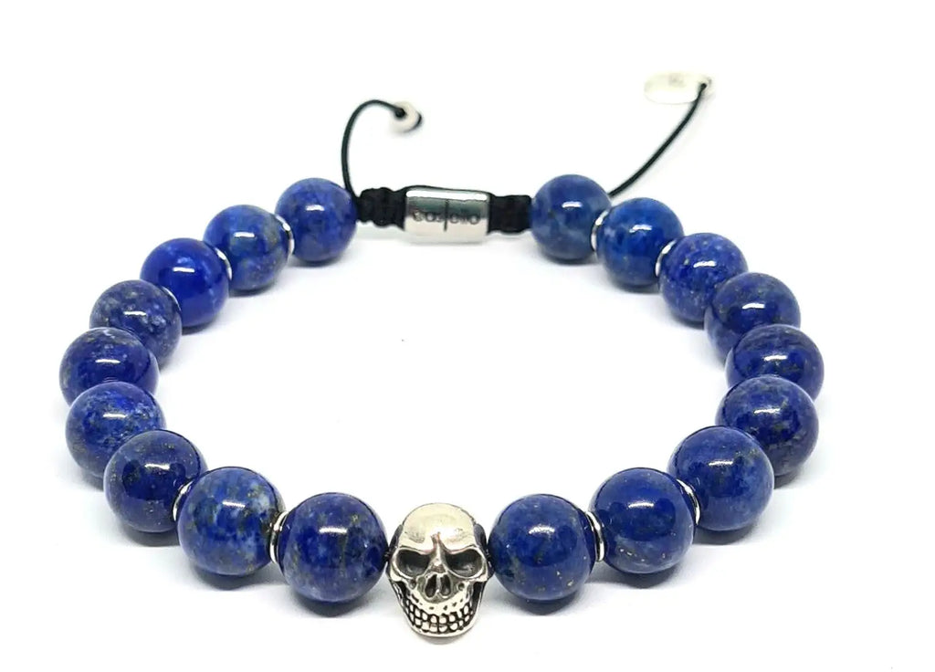 Hand Made Bracelet Silver 925, Lapis stone 10mm | Castello Jewels