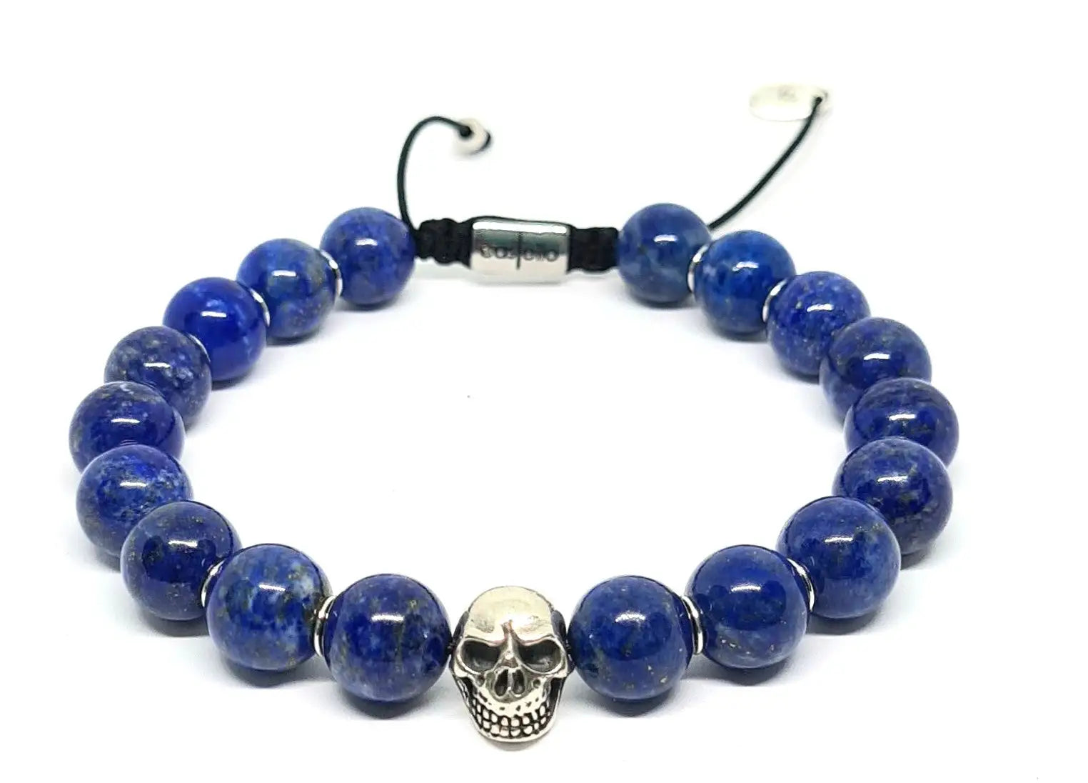 Hand Made Bracelet Silver 925, Lapis stone 10mm | Castello Jewels