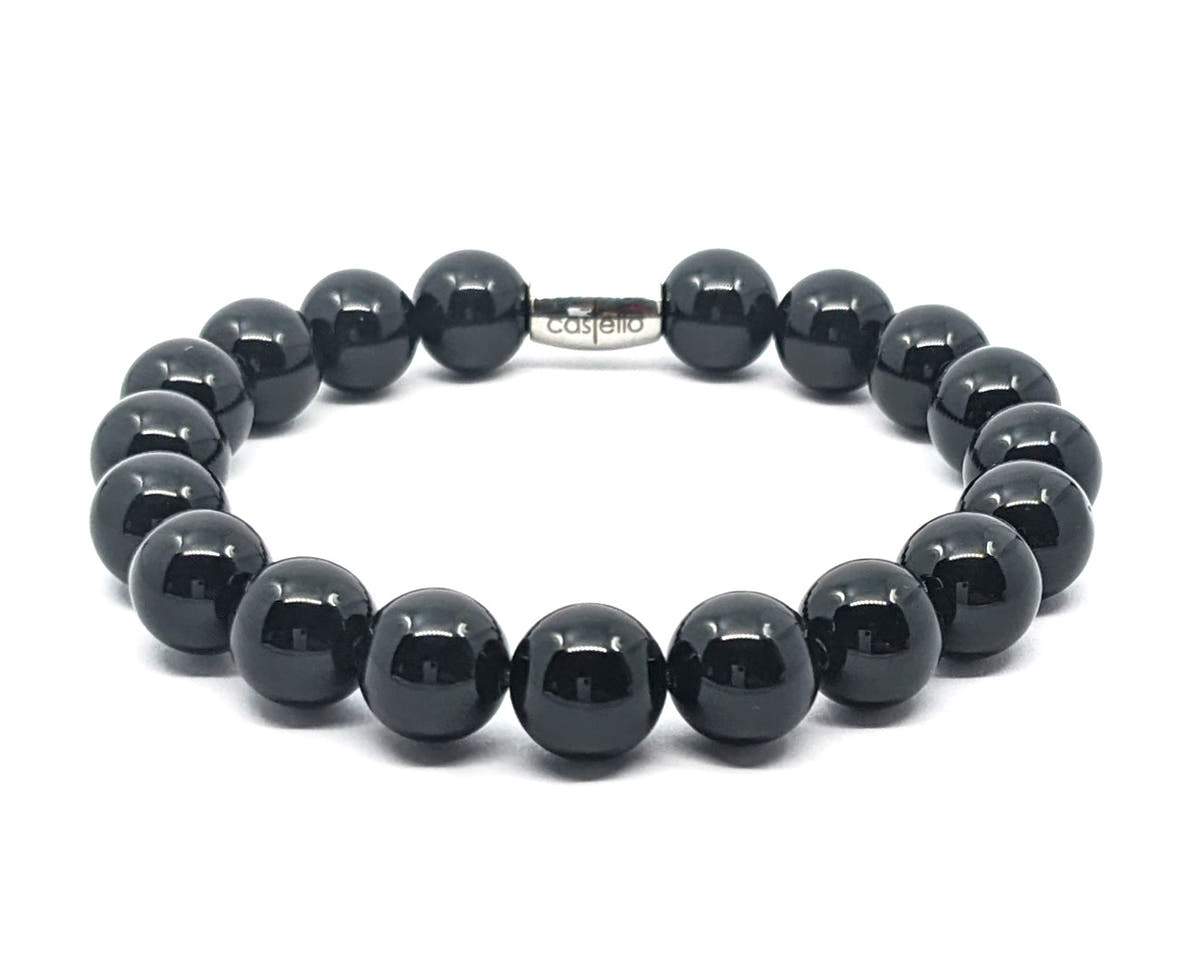 Polished Onyx Boho Bracelet, 10mm, view 4 | Castello Jewels
