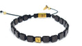 Hand Made Bracelet Ancient 925 Silver Gold Plated, Black Hematite 6*6mm stone | Castello Jewels