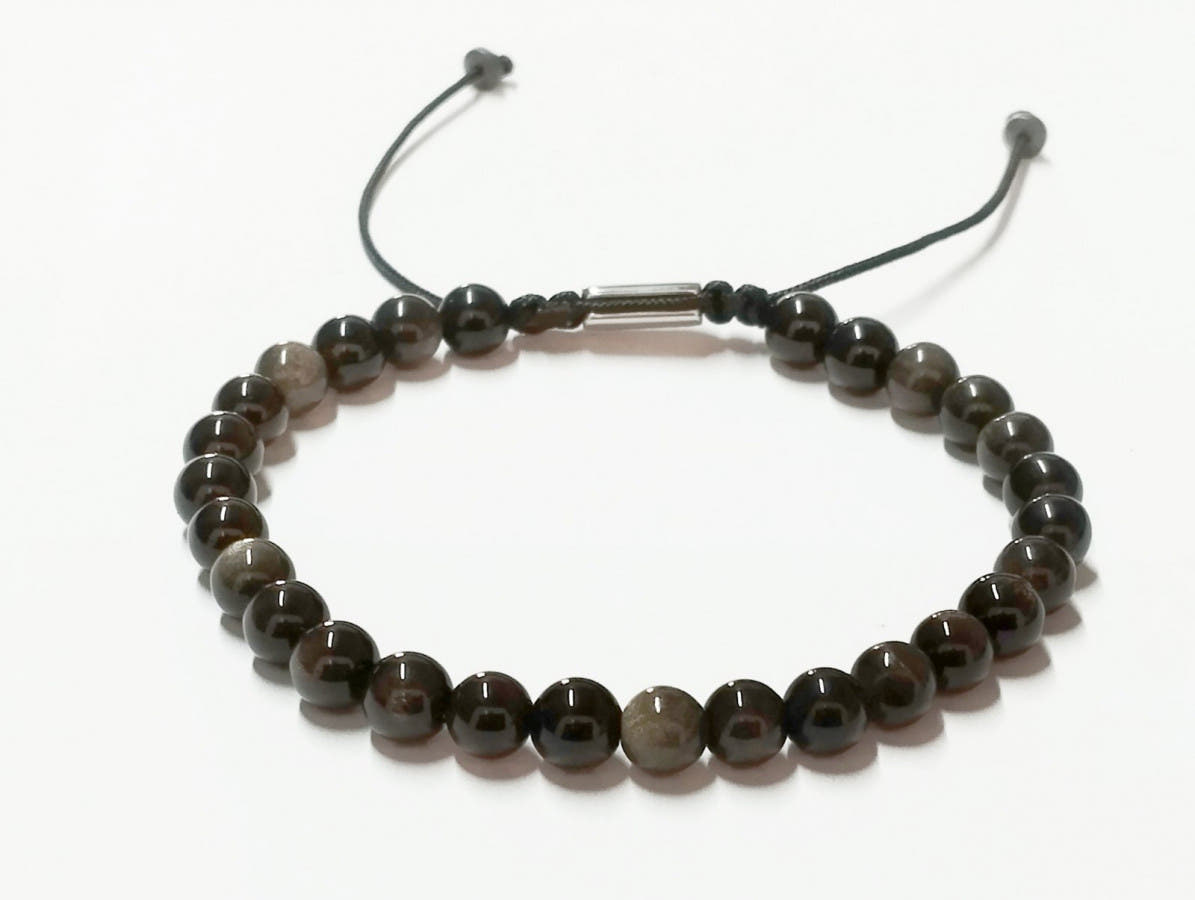 Polished Obsidian Men's Bracelet, 6mm | Castello Jewels