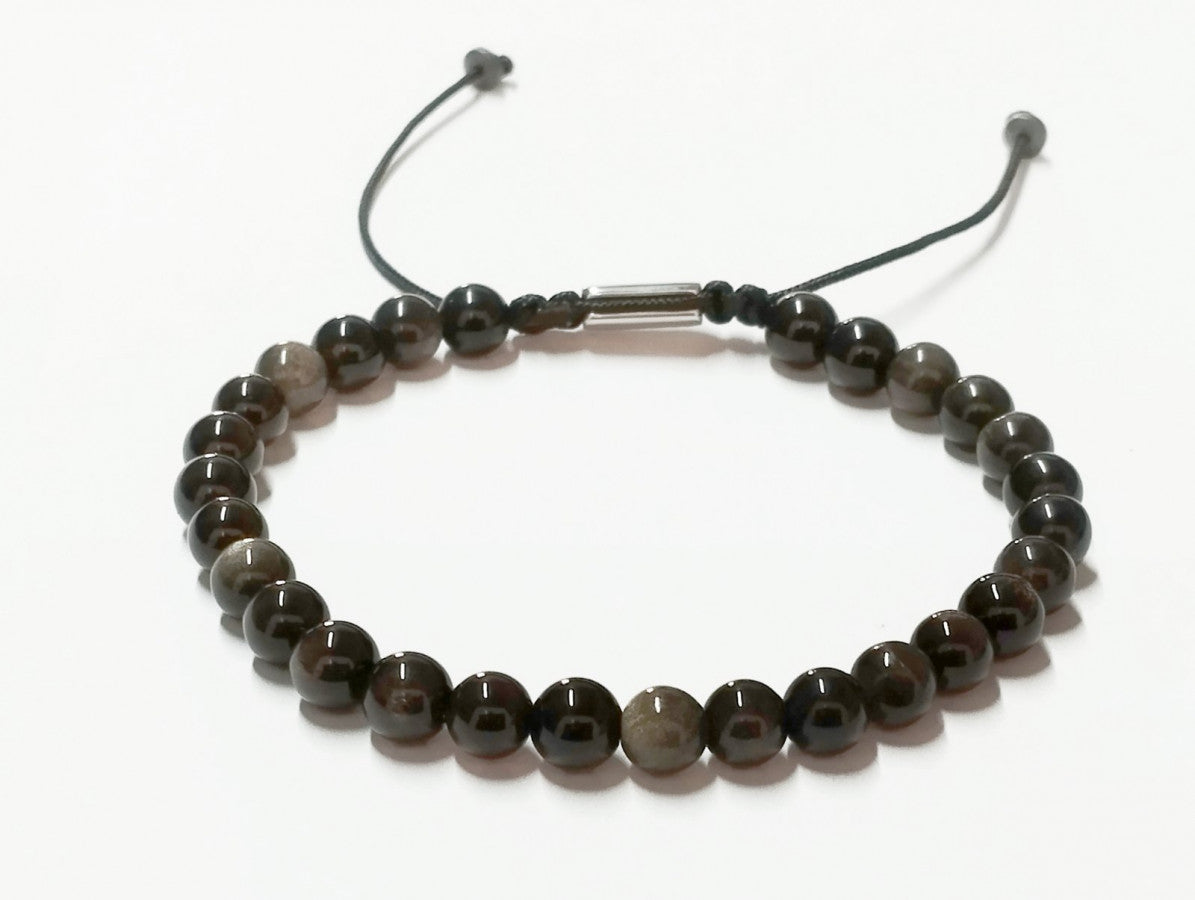 Hand Made Bracelet, Obsidian Polish, Stone 6mm | Castello Jewels