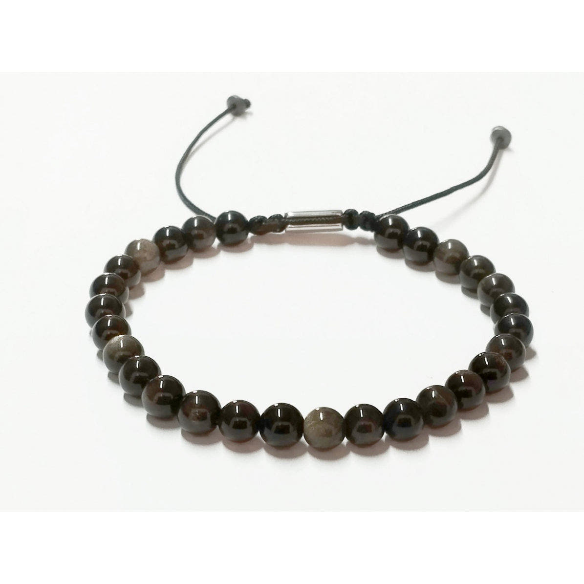 Polished Obsidian Men's Bracelet, 6mm | Castello Jewels