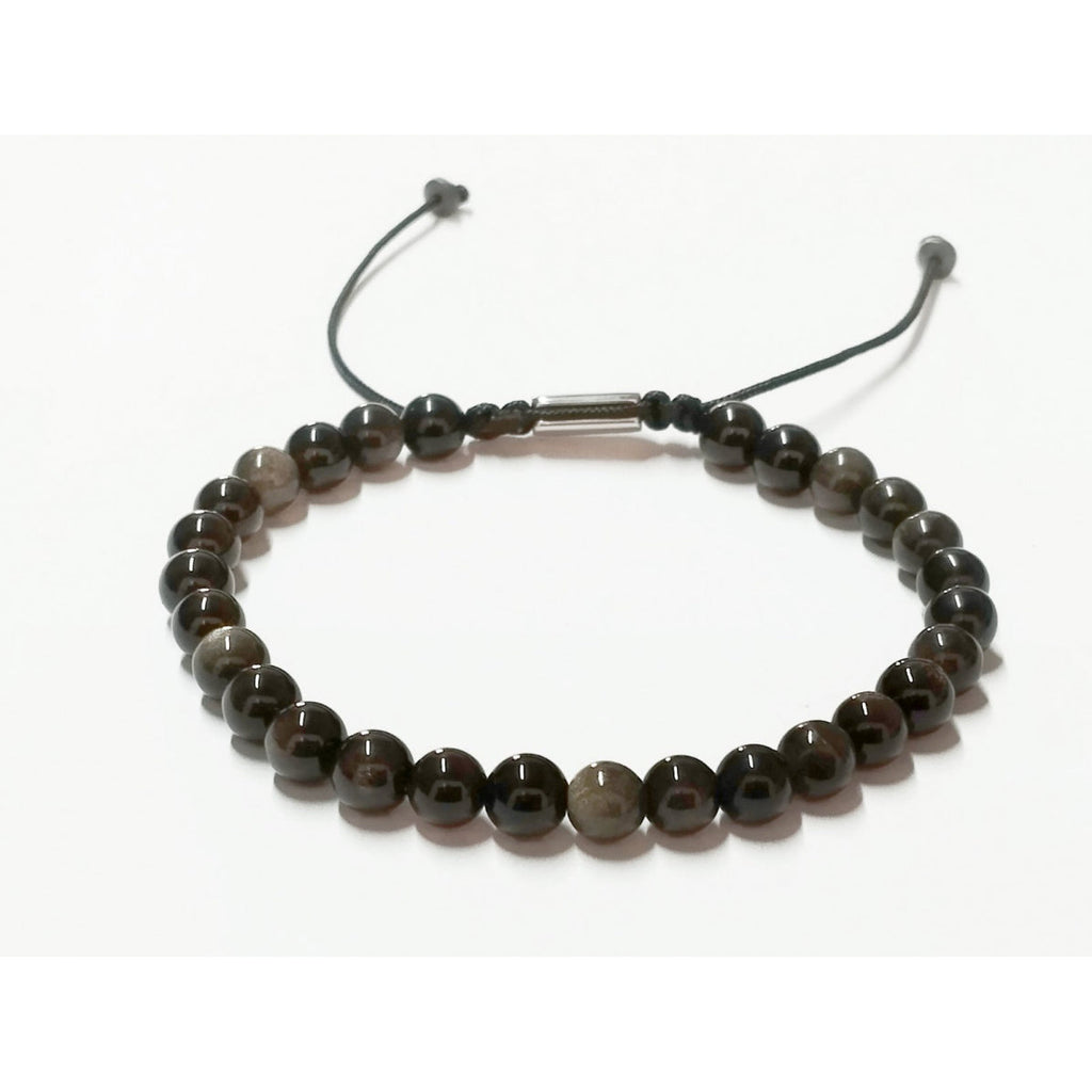 Polished Obsidian Men's Bracelet, 6mm | Castello Jewels