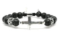 CROSS SILVER 925 Bracelet, Lava Stone 10mm | Castello Jewels