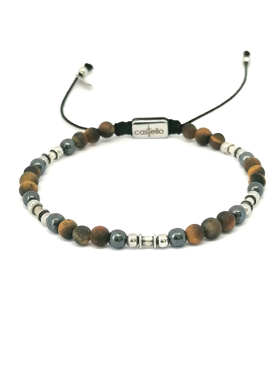 Silver bracelet Earth, Tiger Eye Hematite stone 4mm — view 4 | Castello Jewels
