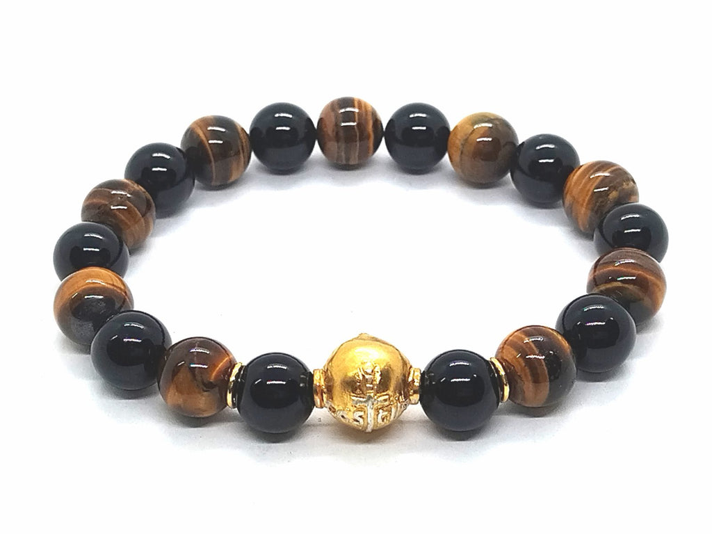 Bracelet Chic 925 Silver, Tigers Eye stone 10mm | Castello Jewels