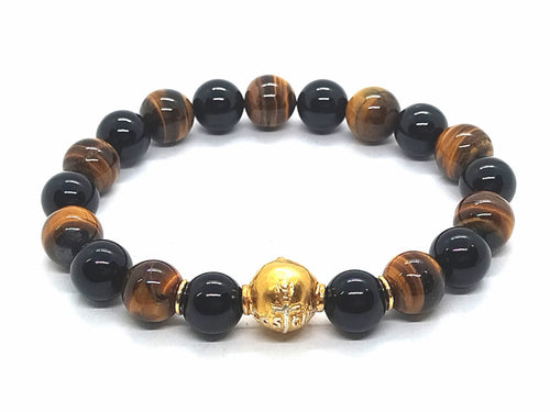 Bracelet Chic 925 Silver, Tigers Eye stone 10mm | Castello Jewels