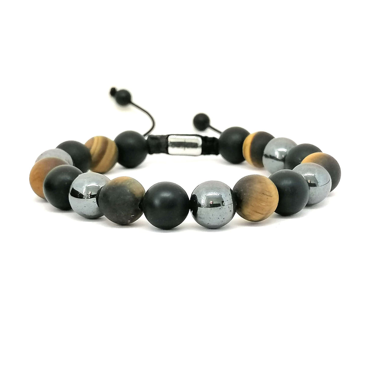 Onyx, Tiger's Eye & Hematite Men's Bracelet, 10mm | Castello Jewels