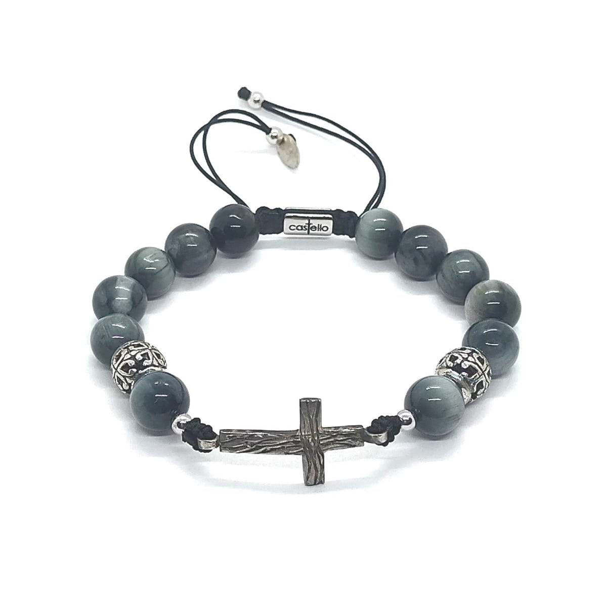 Eagle's Eye Cross Beaded Bracelet, 10mm, view 3 | Castello Jewels