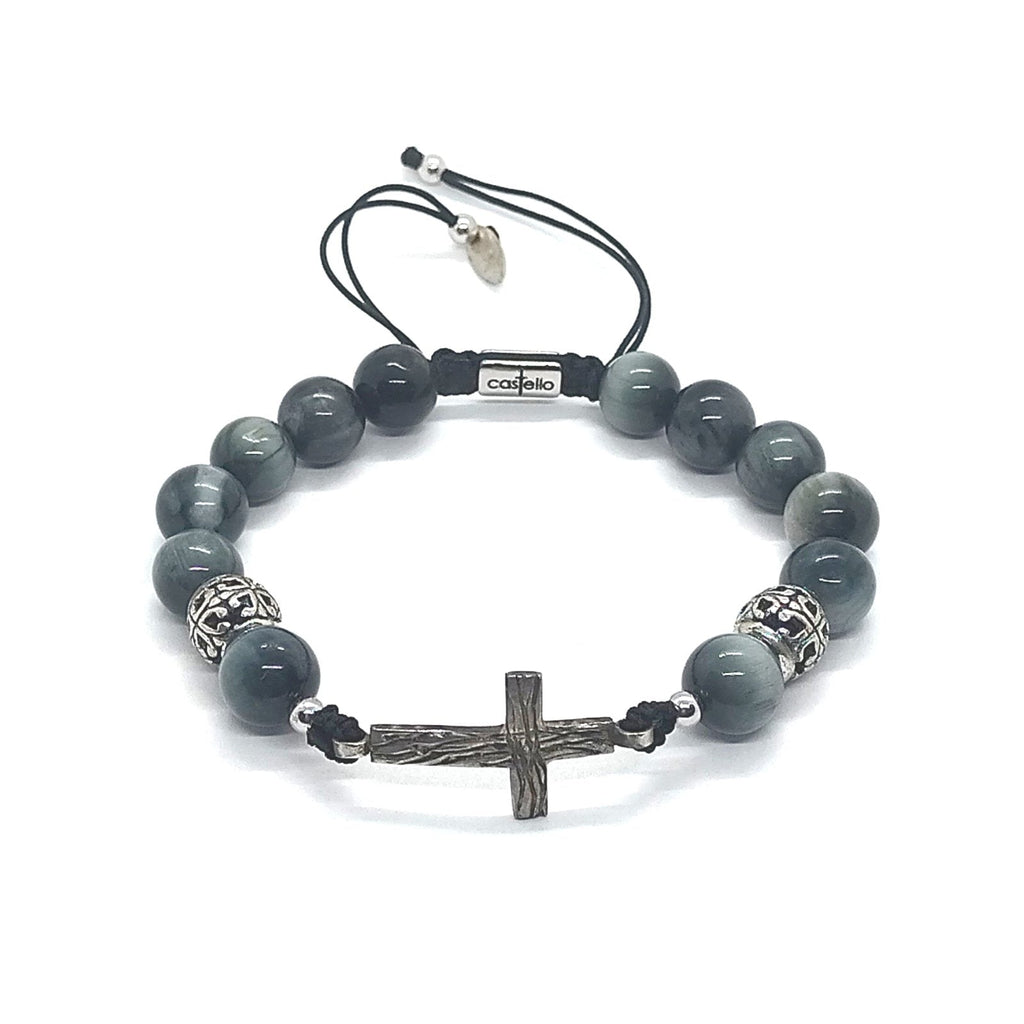 Eagle's Eye Cross Beaded Bracelet, 10mm, view 3 | Castello Jewels