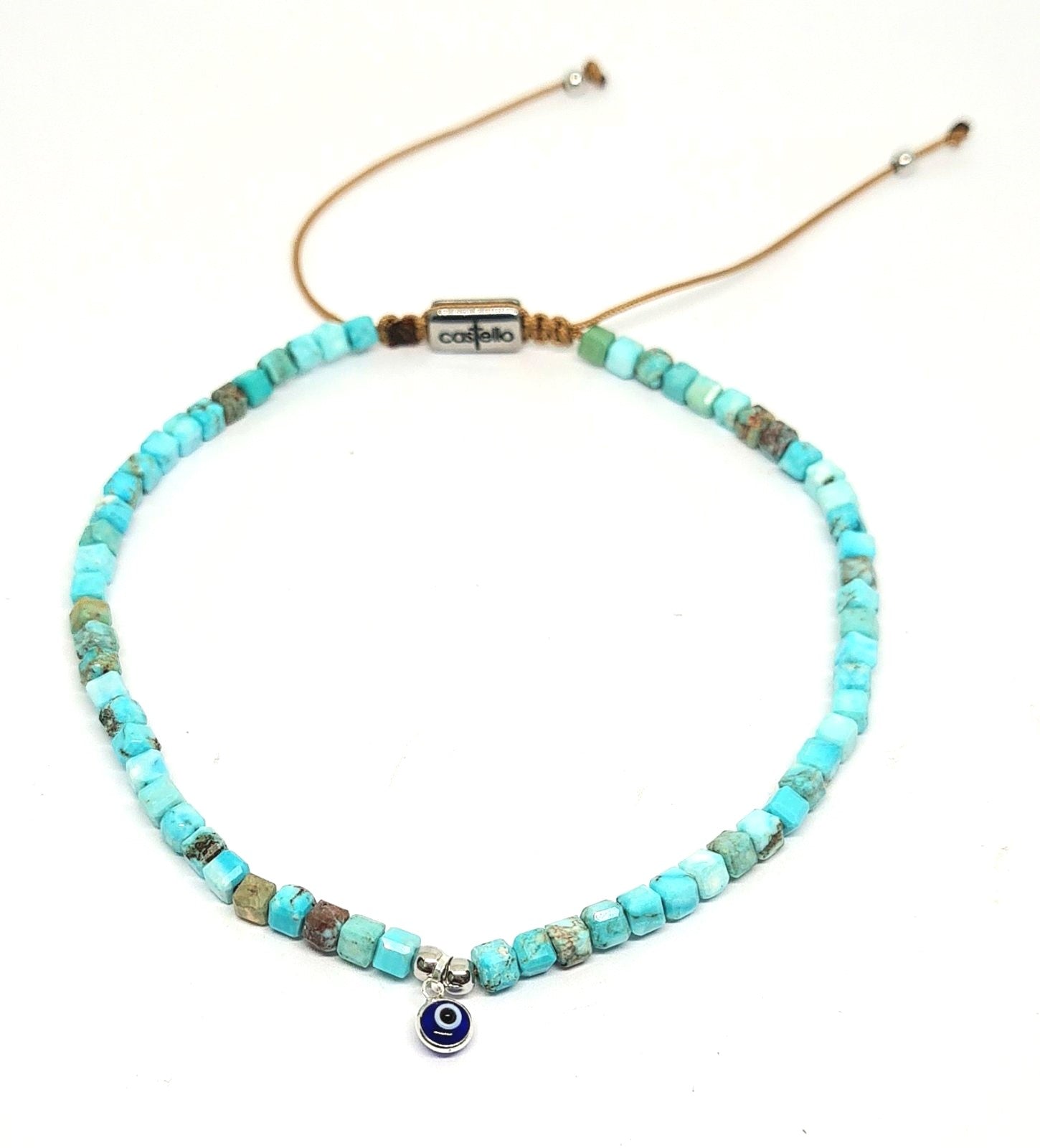 Hand Made Anklets, Turquoise Square, stone 4mm | Castello Jewels