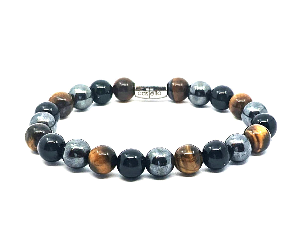 Onyx, Tiger's Eye & Hematite Gemstone Bracelet, 8mm, view 2 | Castello Jewels