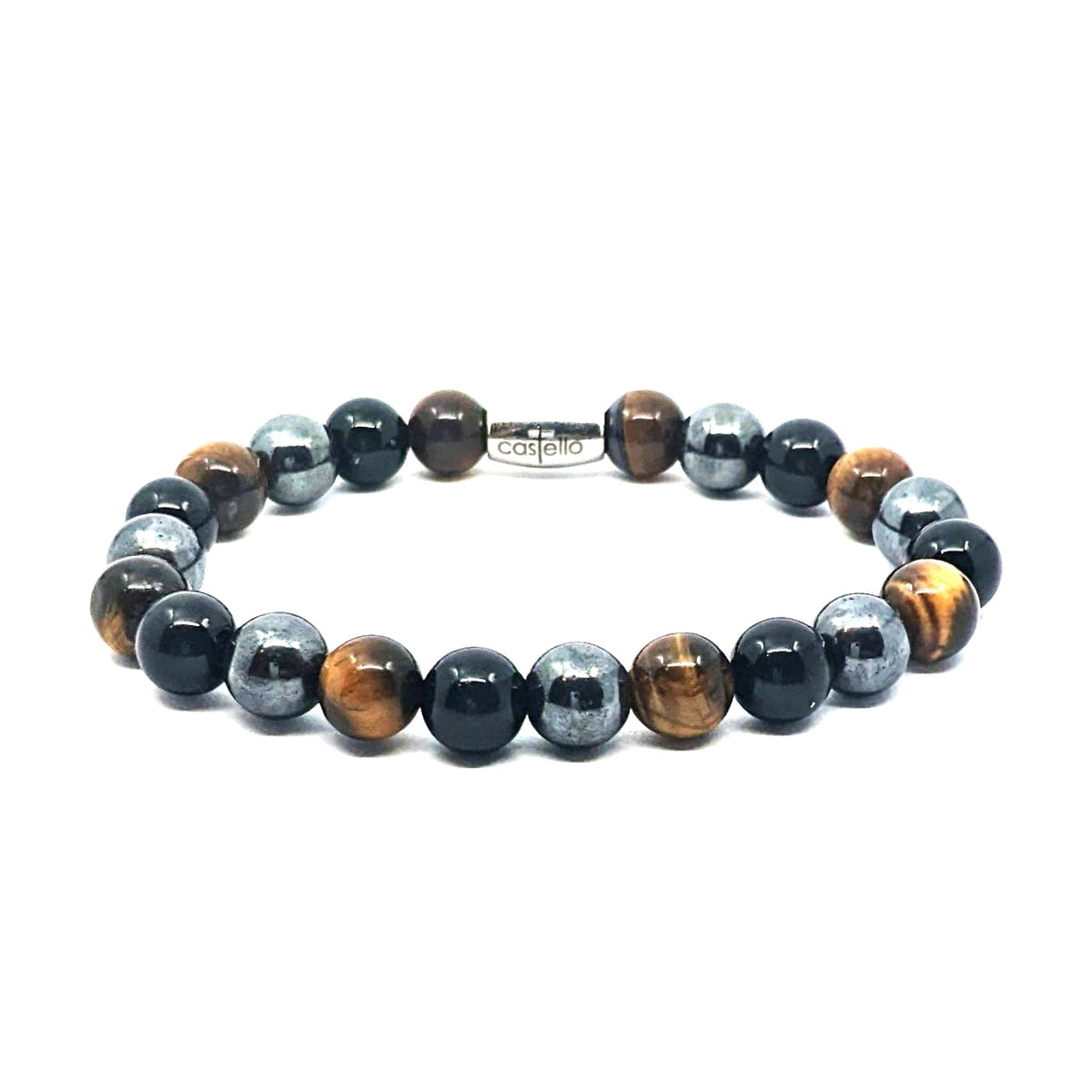 Onyx, Tiger's Eye & Hematite Gemstone Bracelet, 8mm, view 2 | Castello Jewels