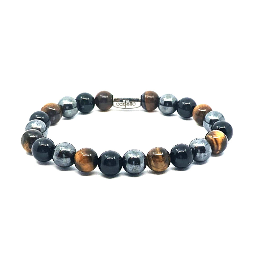 Onyx, Tiger's Eye & Hematite Gemstone Bracelet, 8mm, view 2 | Castello Jewels