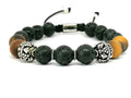 Hand Made Silver Bracelet MyKing Lava, Tiger Eye Mat stone 10 mm | Castello Jewels