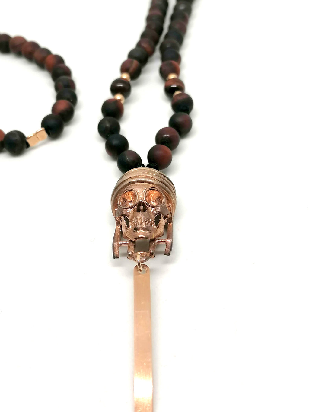 Necklace Skull, Silver 925, Lava stone — view 3 | Castello Jewels