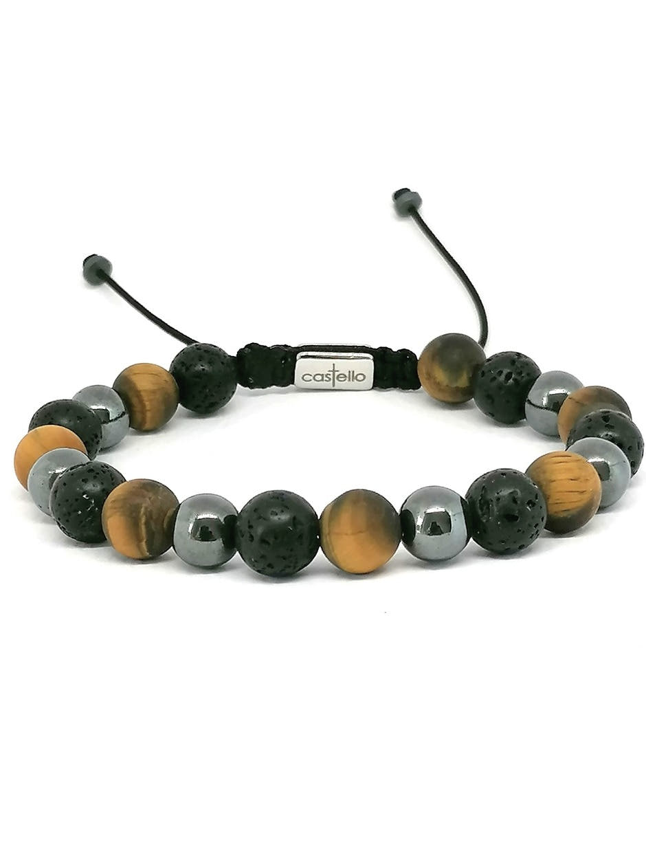 Tiger's Eye, Lava & Hematite Everyday Bracelet, 8mm, view 2 | Castello Jewels