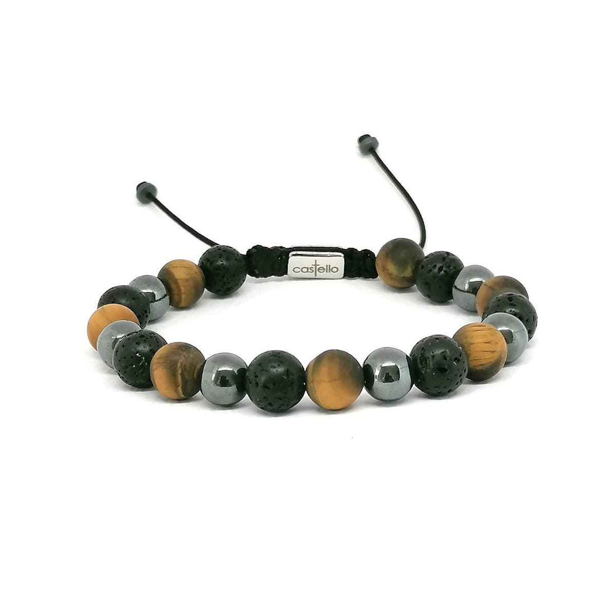 Tiger's Eye, Lava & Hematite Everyday Bracelet, 8mm, view 2 | Castello Jewels