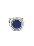 Mens Silver Ring Lapis Lazuli Circle | Castello Jewels