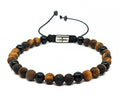 Hand Made Bracelet, Tiger's Eye Mat, Onyx Polish stone 6mm | Castello Jewels