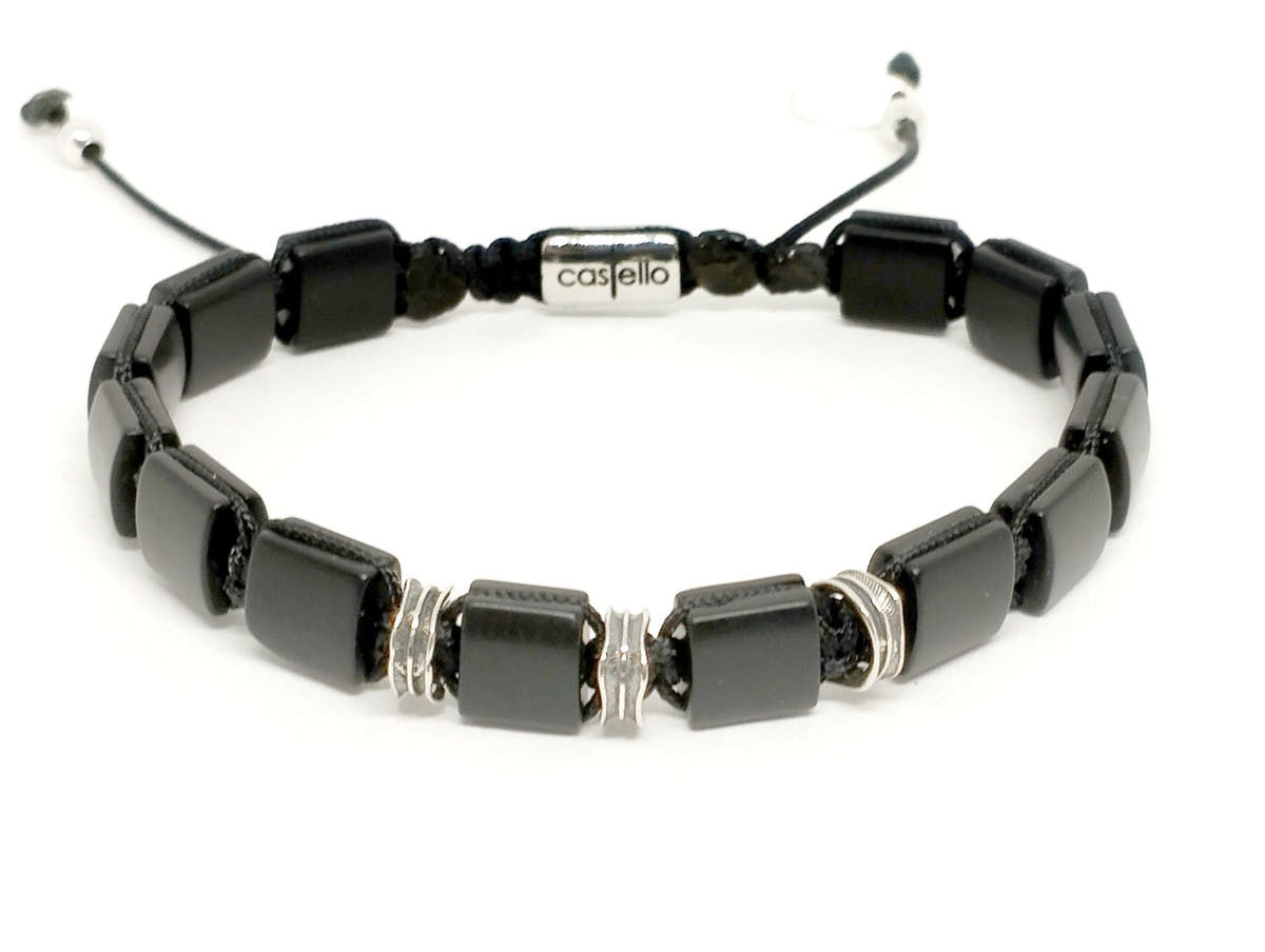 Onyx Warrior Bracelet, Sterling Silver, 7mm | Castello Jewels