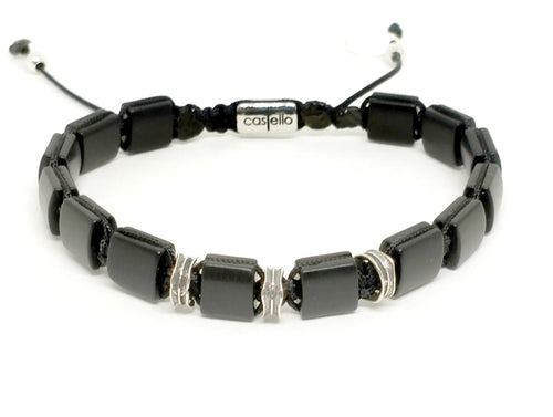 Bracelet Ancient 925 Silver, Onyx 7*7mm stone | Castello Jewels