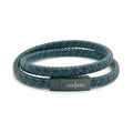 Blue-Black Multi-Strand Braided Leather Bracelet, Men's | Castello Jewels