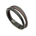 Black & Brown Braided Leather Men's Bracelet | Castello Jewels