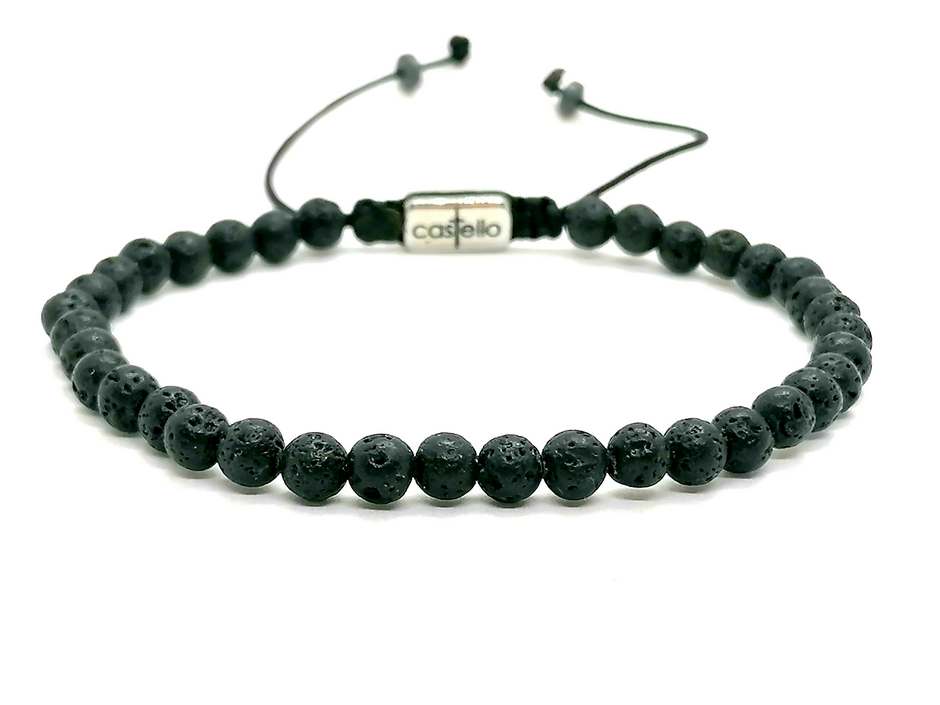 Hand Made Bracelet, Lava stone 4mm | Castello Jewels