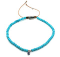 Hand Made Anklets Silver Eye, Turquoise stone 4mm | Castello Jewels