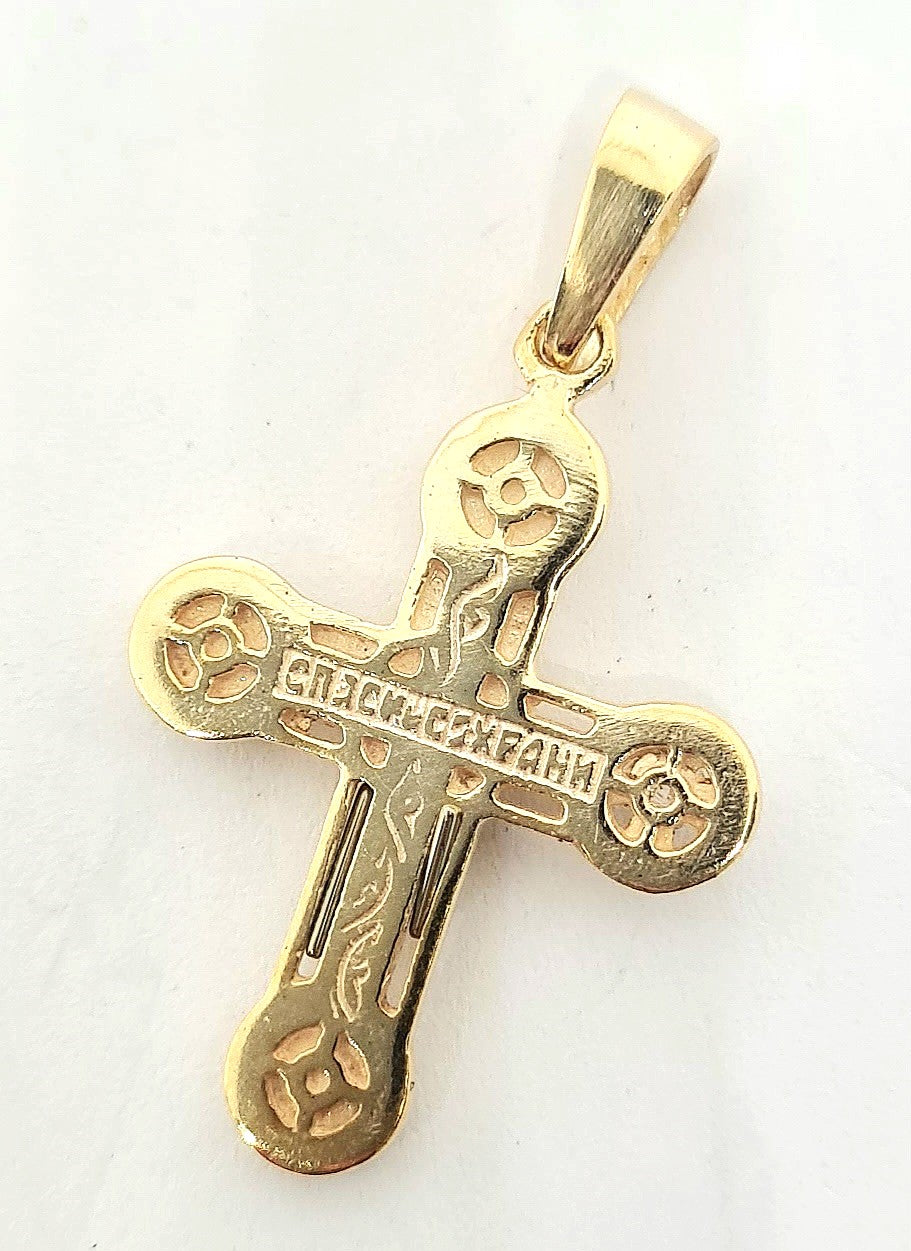 925 silver Gold Plated Cross pendant 1.70gr — view 2 | Castello Jewels
