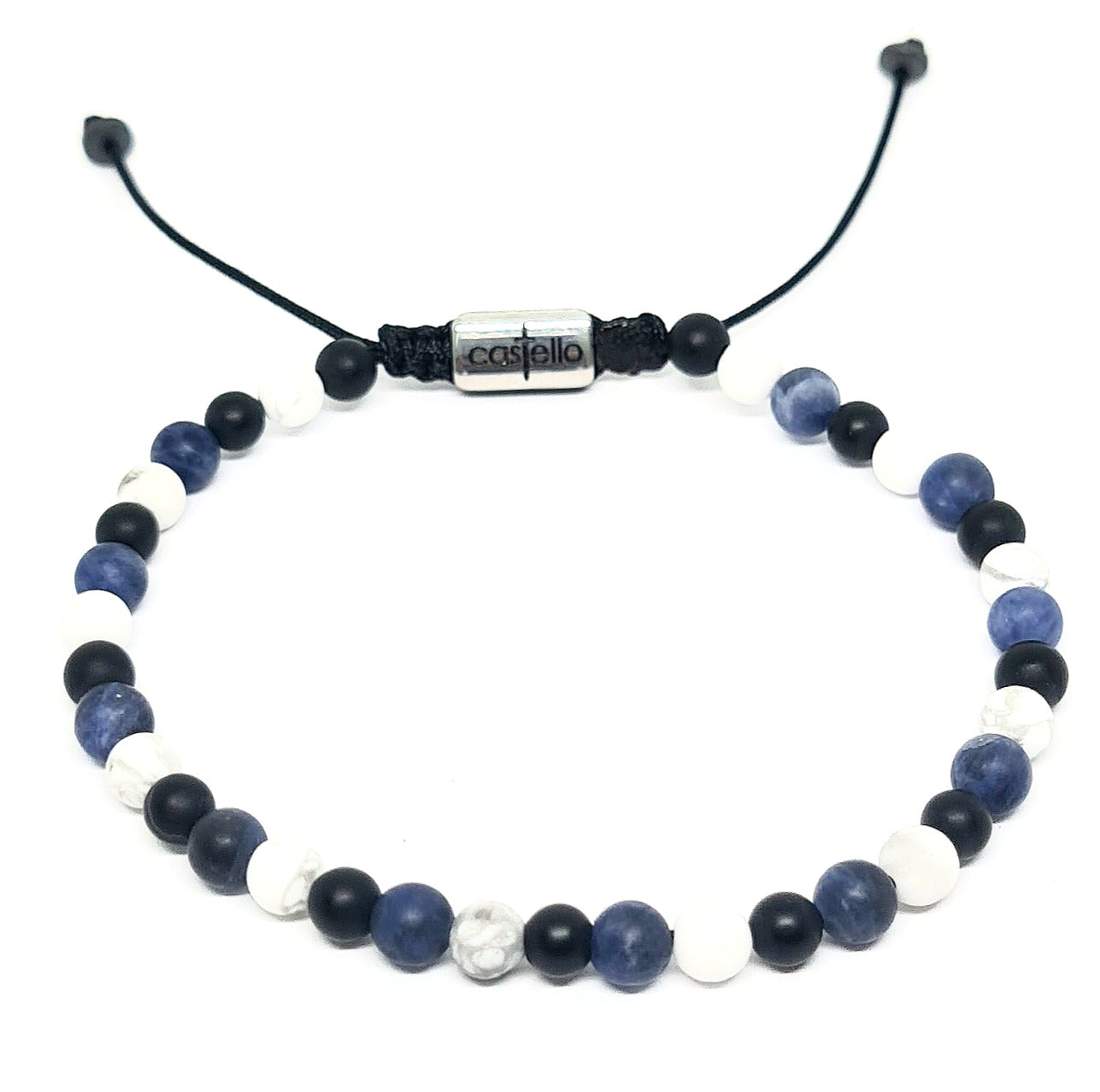 Hand Made Bracelet Onyx Mat, Howlite, Sodalite stones of 4mm. | Castello Jewels