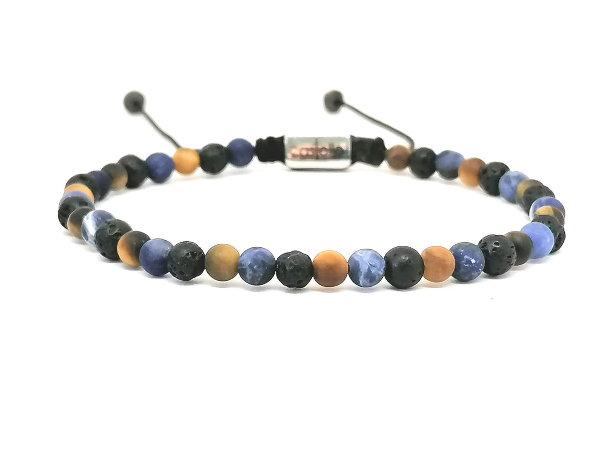 Lava, Tiger's Eye & Sodalite Bracelet, 4mm | Castello Jewels