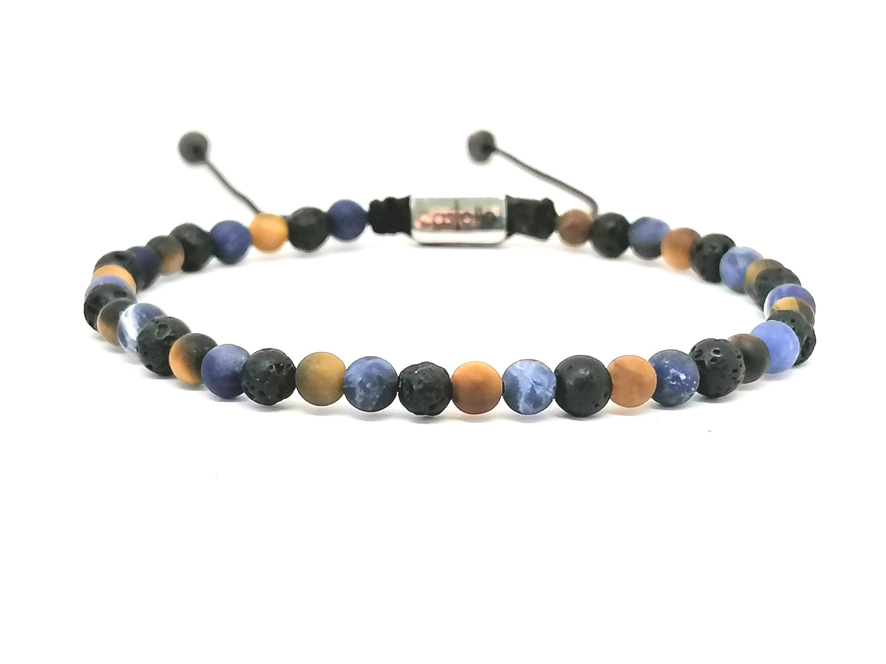 Bracelet with Lava, Tiger's Eye and Sodalite stones of 4mm. | Castello Jewels