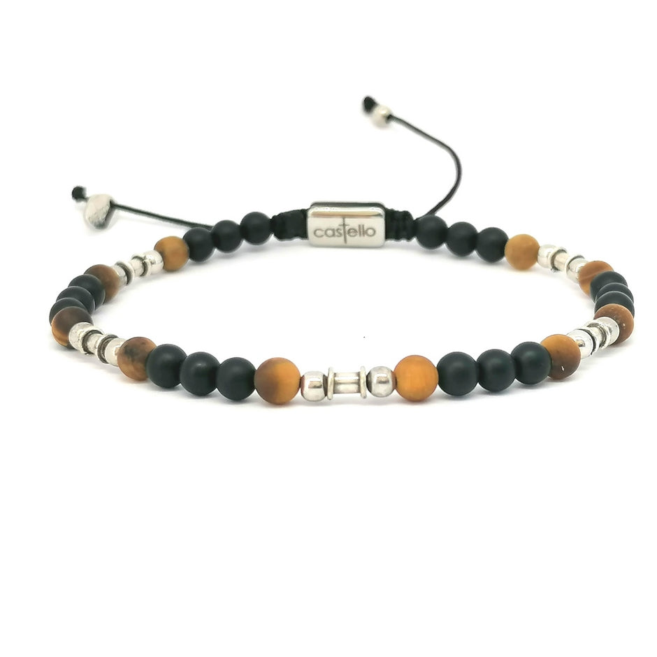 Earth Matte Onyx & Tiger's Eye Beaded Bracelet, 4mm | Castello Jewels
