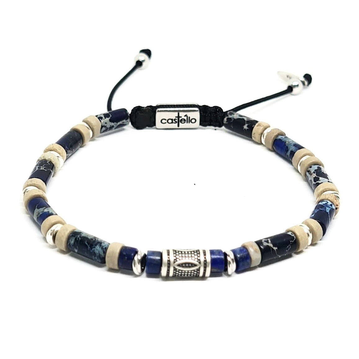 Jasper Gemstone Bracelet, Evil Eye, 4mm | Castello Jewels